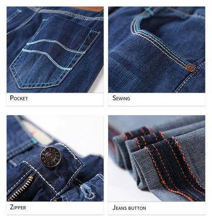 100% Cotton Men's Summer Thin Jeans Classic Straight Baggy Denim Pants Brand Comfortable Casual Trousers Plus Size 42 44 46 48
