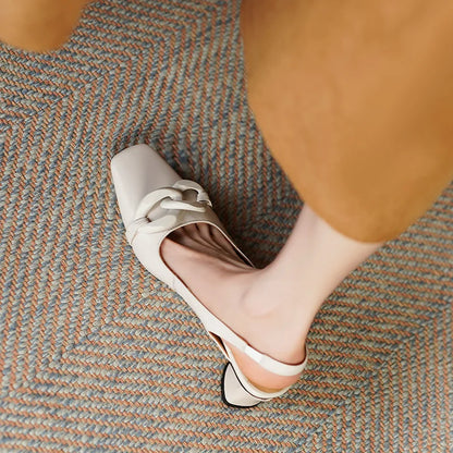 【JOCHEBED HU】new brand summer new style fashion women genuine personality leather buckle square toe thick heel shoes 34-43
