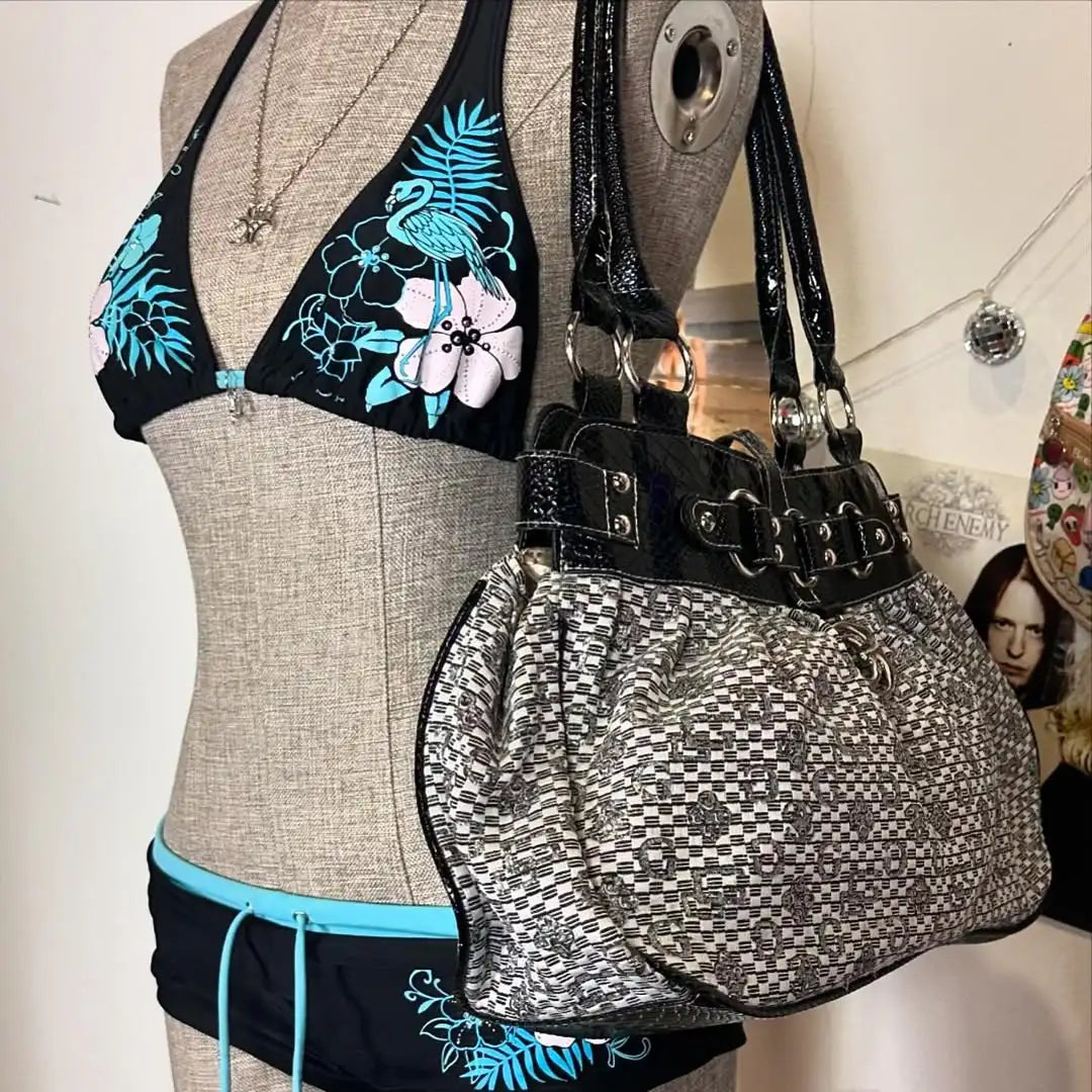Y2k Vintage Flower print Cutie 2 set Bikini Swimsuit Sexy Women Bathing Fashion Halter Strap Swimwear High Street Beach Female