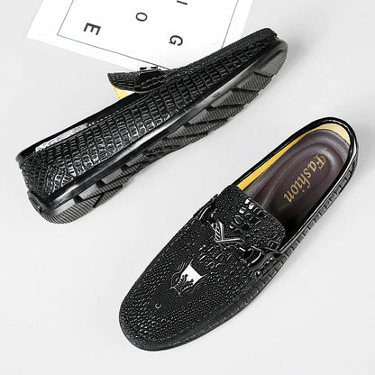 Trendy Brand Men's Genuine Leather Shoes Luxurious Banquet Dress Shoes Men's Low Top Loafers Casual Walking Shoes Big Size：36-47