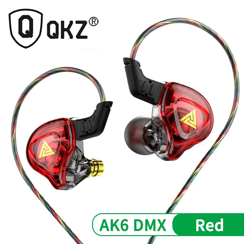 Original QKZ AK6 ARES/DMX/AKX Earphones HIFI Heavy Bass In Ear Monitor Wired Headphones With Mic Noise Cancell Sport Game Music