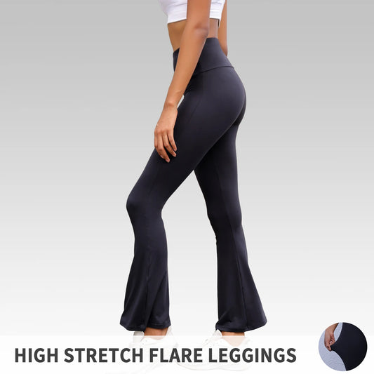 Women's Super Soft Flare Pants High Waisted Tummy Control Workout Yoga Push Up Gym  Fitness Long Leggings Bell Bottoms