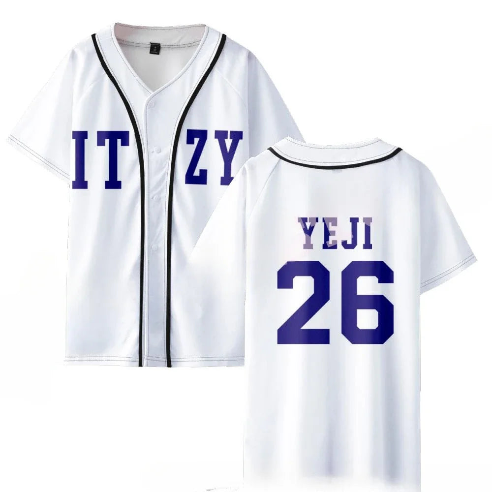 KPOP ITZY Merch Baseball T-shirt Women/Men Fashion Summer Short Sleeve Graphic Tees Streetwear Hip Hop Baseball Jersey