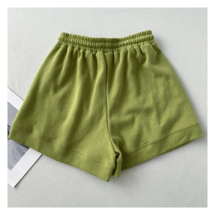 High-waisted Slim Casual Sports Shorts WOMEN'S New Korean Version of Loose Wide-legged Drawstring A- string Pants