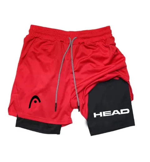 2 in 1 Compression Shorts for Head Men Gym Workout Running Shorts with Phone Pockets Athletic Quick Dry Activewear