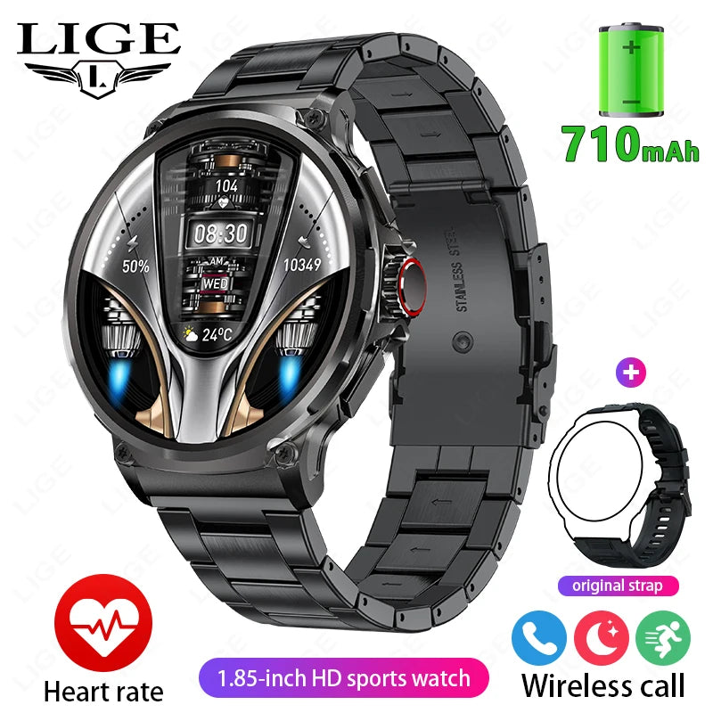 LIGE 710MAH Large Battery Smart Watch Men Outdoor Sports Fitness Bluetooth Call Bracelet Tracker Waterproof 2024 Smartwatch Gift