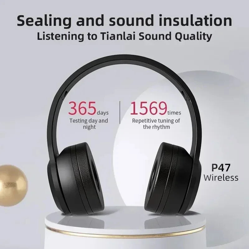 2025 NEW Stereo P47 Headset 5.0 Bluetooth Headset Folding Series Wireless Sports Game Headset for iPhone XiaoMi