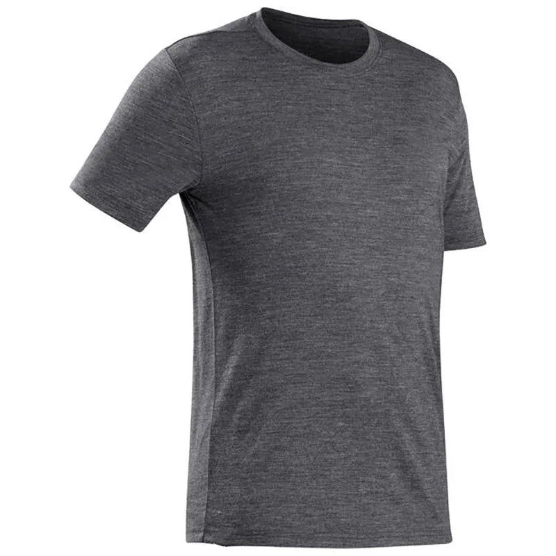 100% Merino Wool T shirt Men Base Layer Merino Shirt Wicking Breathable Quick Dry Anti-Odor No-itch Big USA Size