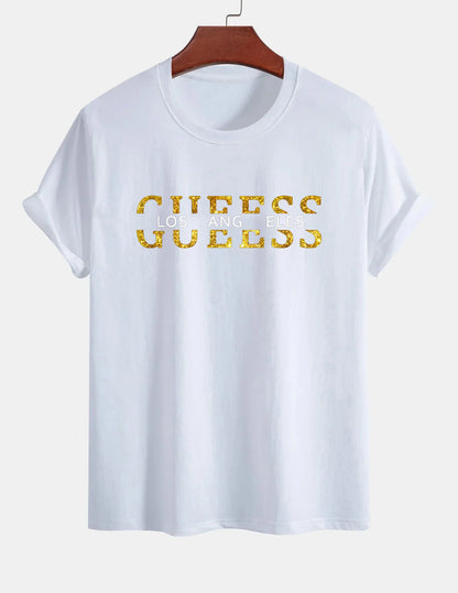 Women's T-shirt 100% pure cotton summer casual loose fashion GUESS Los Angeles letter printed round neck short sleeved T-shirt
