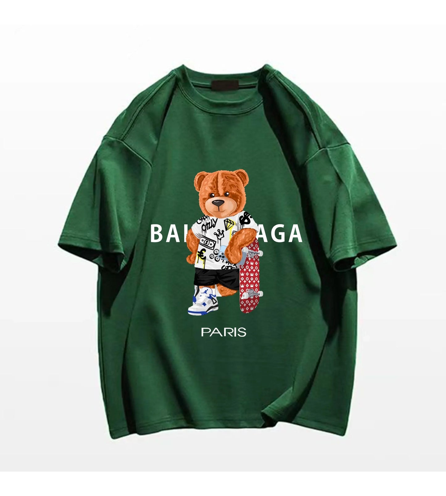 100%Cotton Women's T-Shirt for Women Bear Letter Printing Short Sleeve Summer Top Quality Luxury Brand Tees Female Streetwear