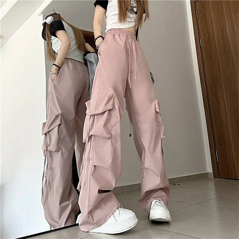 Cargo Pants High Waist Women Streetwear Hip Hop Y2K Trousers Loose Casual American Style 90S Pockets Fashion Female Pants