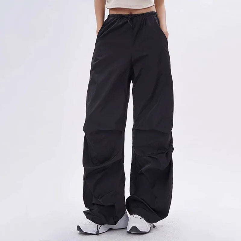 Xpqbb Y2K Parachute Pants Women Harajuku Streetwear Wide Leg Baggy Sweatpants Female Vintage Hip Hop Joggers Cargo Trousers