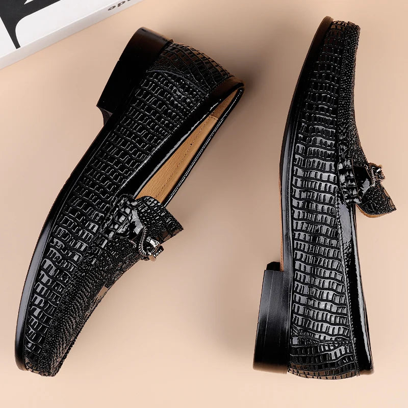 Trendy Brand Men's Genuine Leather Shoes Luxurious Banquet Dress Shoes Men's Low Top Loafers Casual Walking Shoes Big Size：36-47