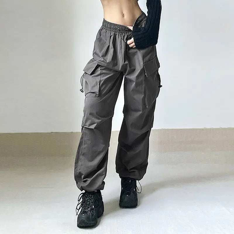 Harajuku Oversized Cargo Parachute Pants Women Streetwear Vintage Y2k Hip Hop Wide Leg Joggers Baggy Sweatpants