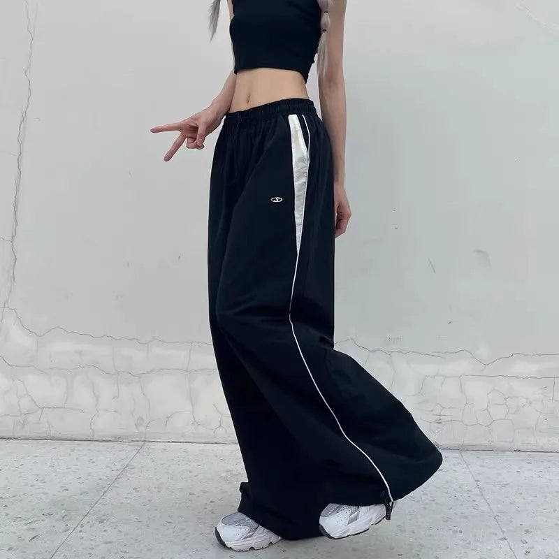 Y2K Vintage Fashion Loose Pant 2024 Casual Street Hip Hop Baggy Pants High Waist Wide Leg Trousers Solid Joggers Women Clothes