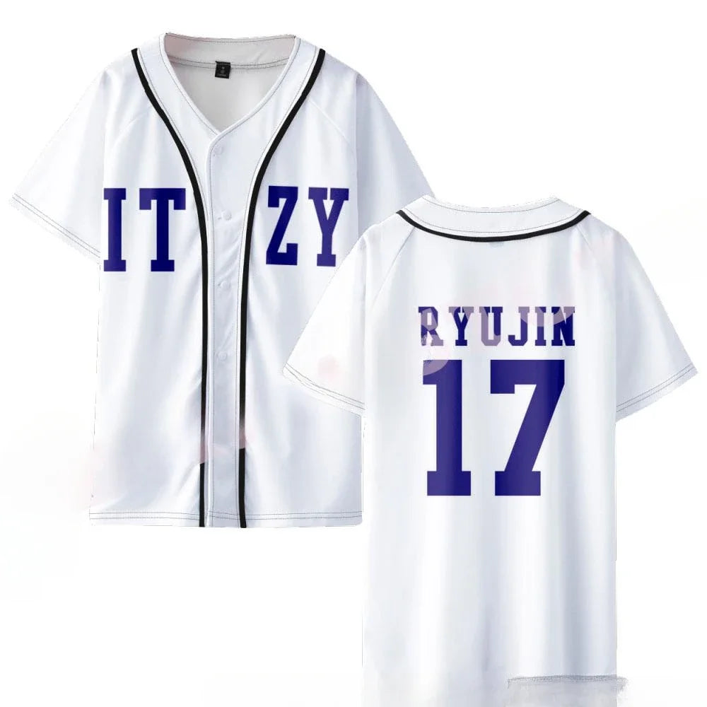 KPOP ITZY Merch Baseball T-shirt Women/Men Fashion Summer Short Sleeve Graphic Tees Streetwear Hip Hop Baseball Jersey