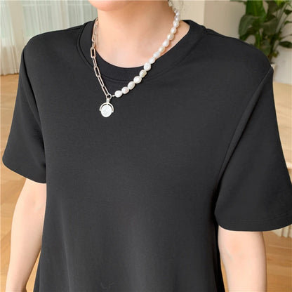 2023 Summer New Korean style dress  Short Sleeve Dress Long Large