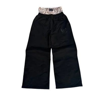 Y2K Retro Leisure Sports Pants Camouflage Embroidered Double Waist Pants Harajuku High Waisted Women Straight Leg Wide Leg Pants