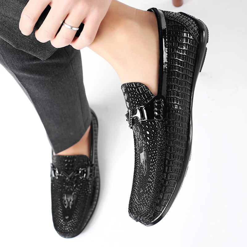 Trendy Brand Men's Genuine Leather Shoes Luxurious Banquet Dress Shoes Men's Low Top Loafers Casual Walking Shoes Big Size：36-47