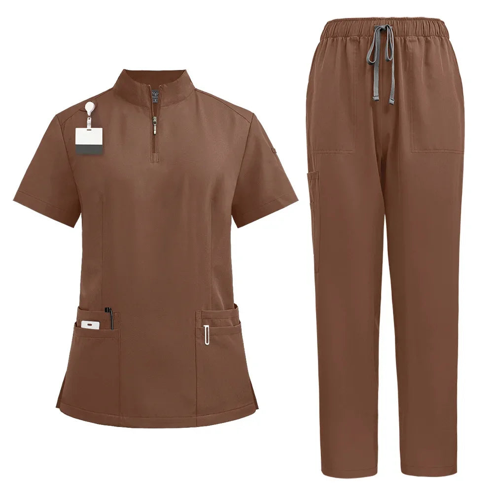 Medical Doctor Nurse Surgical Uniforms Woman Scrub Set Beauty Salon Work Wear Clinical Scrubs Top-Pants Spa Nursing Tunic Suit