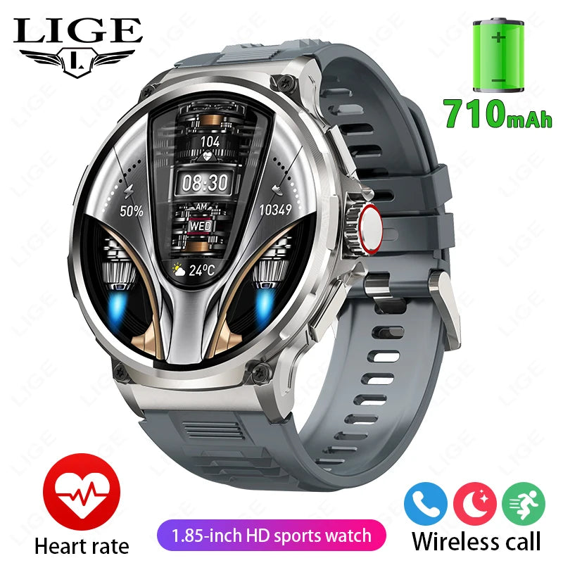 LIGE 710MAH Large Battery Smart Watch Men Outdoor Sports Fitness Bluetooth Call Bracelet Tracker Waterproof 2024 Smartwatch Gift