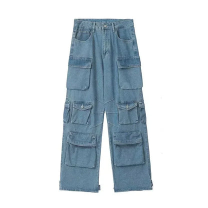 2023 American style retro street camouflage overalls women's hip-hop fried street wide-leg casual pants high street ins tide Y2K
