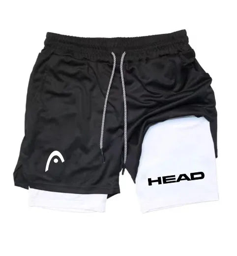 2 in 1 Compression Shorts for Head Men Gym Workout Running Shorts with Phone Pockets Athletic Quick Dry Activewear