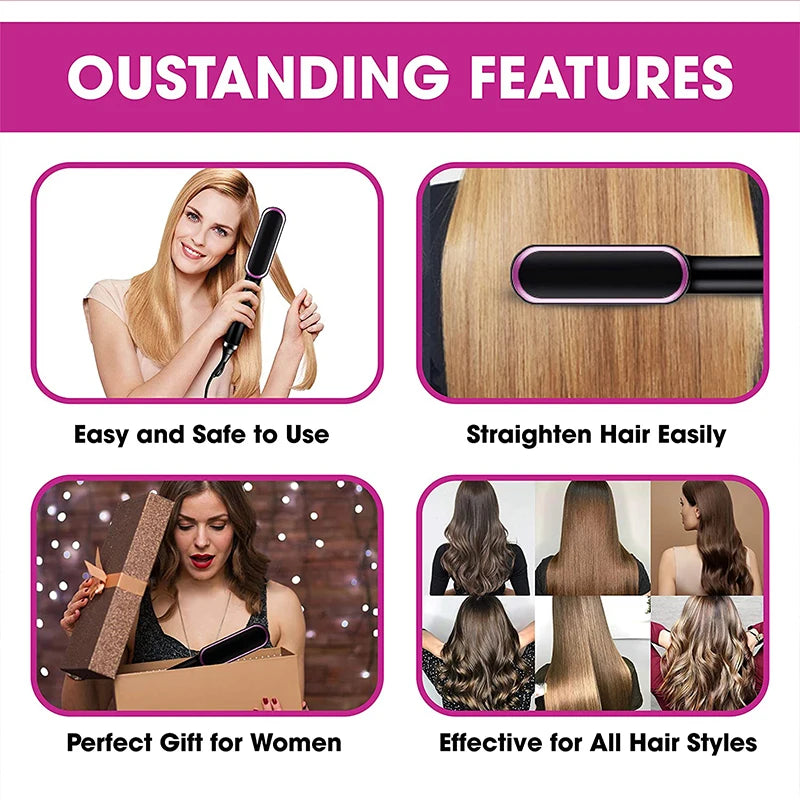 Electric Hair Straightener Brush Professional Fashion Fast Heating Ceramic Hair Straightener