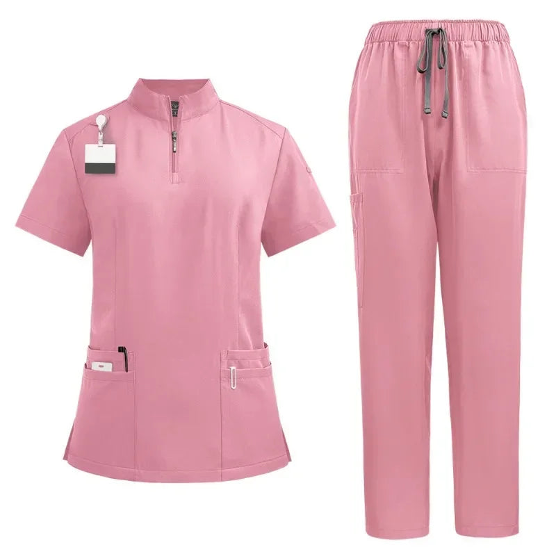 Medical Doctor Nurse Surgical Uniforms Woman Scrub Set Beauty Salon Work Wear Clinical Scrubs Top-Pants Spa Nursing Tunic Suit