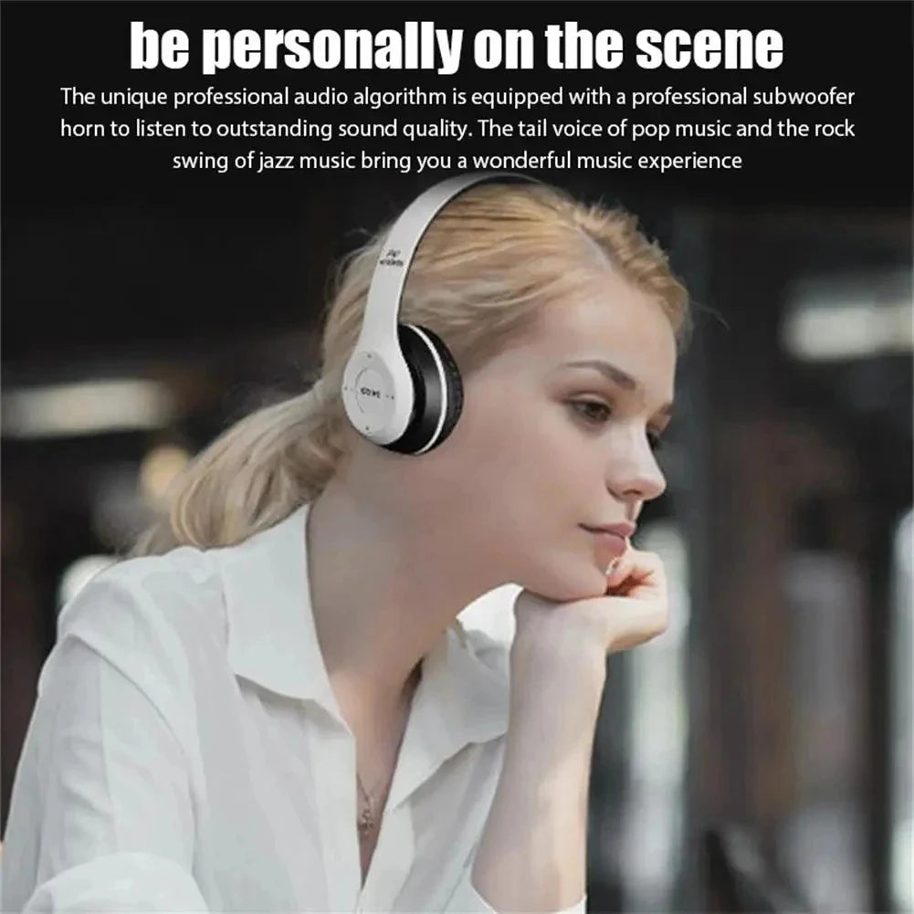 P47 Wireless Headphones Bluetooth 5.0 Earphones Foldable HIFI Stereo Bass for Music Gaming Kid Girl Earphone for Smartphone