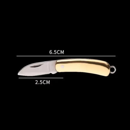 1pc Brass Folding Knife Pocket Keychain Vintage Copper Knife Pendant Outdoor Tools Gift Unpacking Mini Pocket Knives Accessories