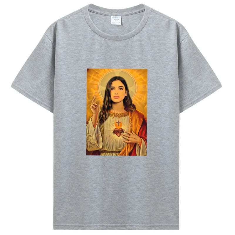 Men Cotton Graphic Tshirt Introver T-Shirt For Dua Lipa Jesus T Shirt Unisex Tops Tees Men's Clothing Streetwear