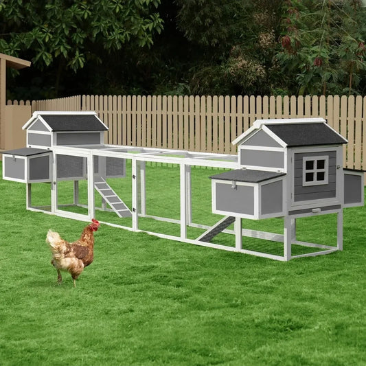 157 Inch Large Chicken Coop, Expandable Wooden Chicken Coop Poultry Cage, with 4 Chicken Coops and Cages