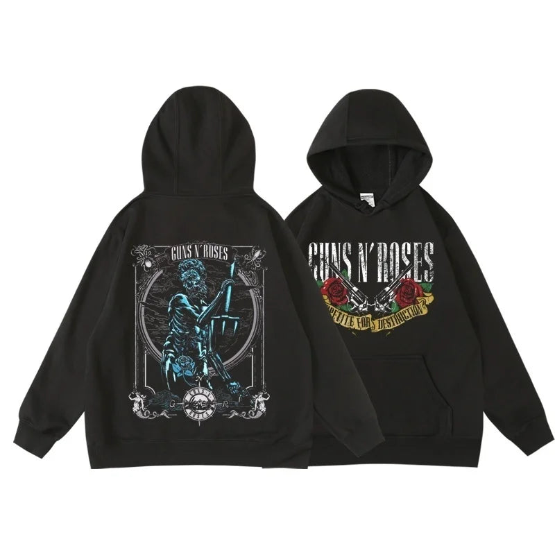 Guns N' Roses We'Re Back Retro Street Style Hoodie For Women O-Neck Pocket Pullover Fleece Hoody Breathable Pullover Woman Hoody