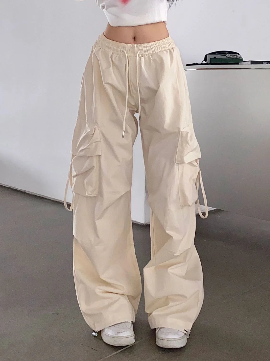 Y2k Cargo Pants Women Streetwear Casual Wide Leg Pants Harajuku Vintage Solid Baggy Straight Trousers Ladies Oversize Sweatpants