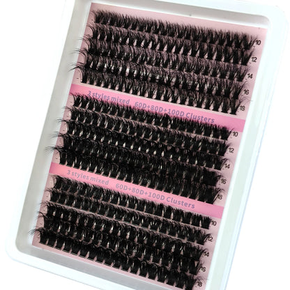 15Rows DIY 5D Fluffy Lash Clusters 60D/80D/100D Thick Eyelash Clusters Wispy Individual Lashes 10-20mm Cluster Eyelash Extension