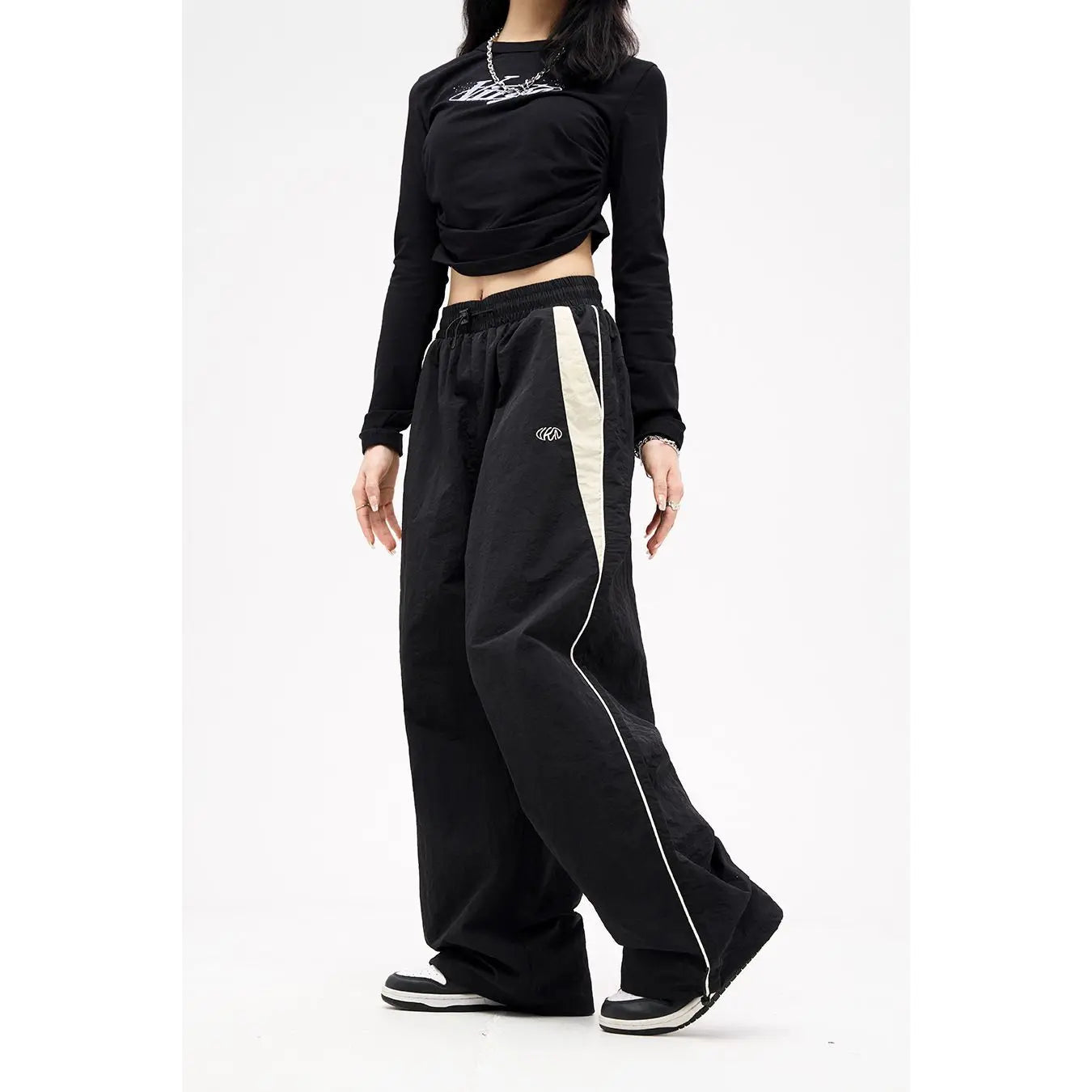 Y2K Vintage Fashion Loose Pant 2024 Casual Street Hip Hop Baggy Pants High Waist Wide Leg Trousers Solid Joggers Women Clothes