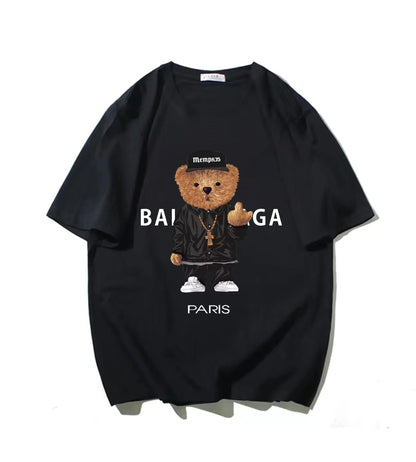 100%Cotton Women's T-Shirt for Women Bear Letter Printing Short Sleeve Summer Top Quality Luxury Brand Tees Female Streetwear