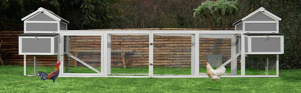 157 Inch Large Chicken Coop, Expandable Wooden Chicken Coop Poultry Cage, with 4 Chicken Coops and Cages