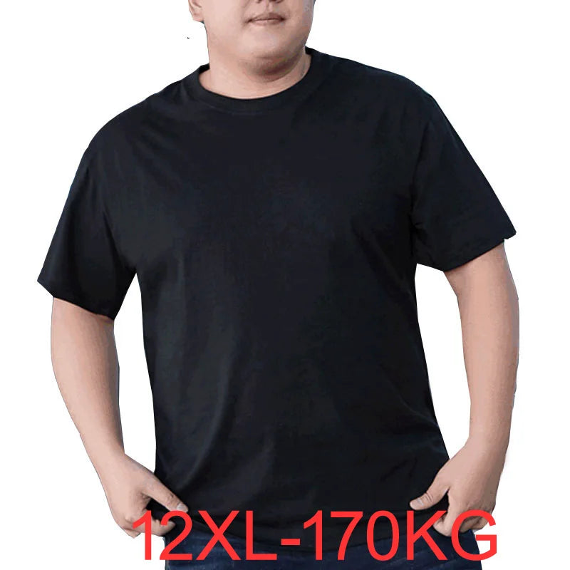 Summer 170kg Oversized T-shirt Men 5XL 6XL 7XL 8XL 9XL 10XL 12XL 100% Cotton Loose T-shirt