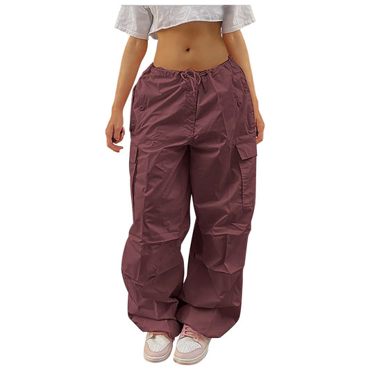 Y2K Women's Straight Cargo Pants With Pockets Loose Wide Leg Pants Hip Hop Sweatpants Casual Trousers Streetwear Pantalones