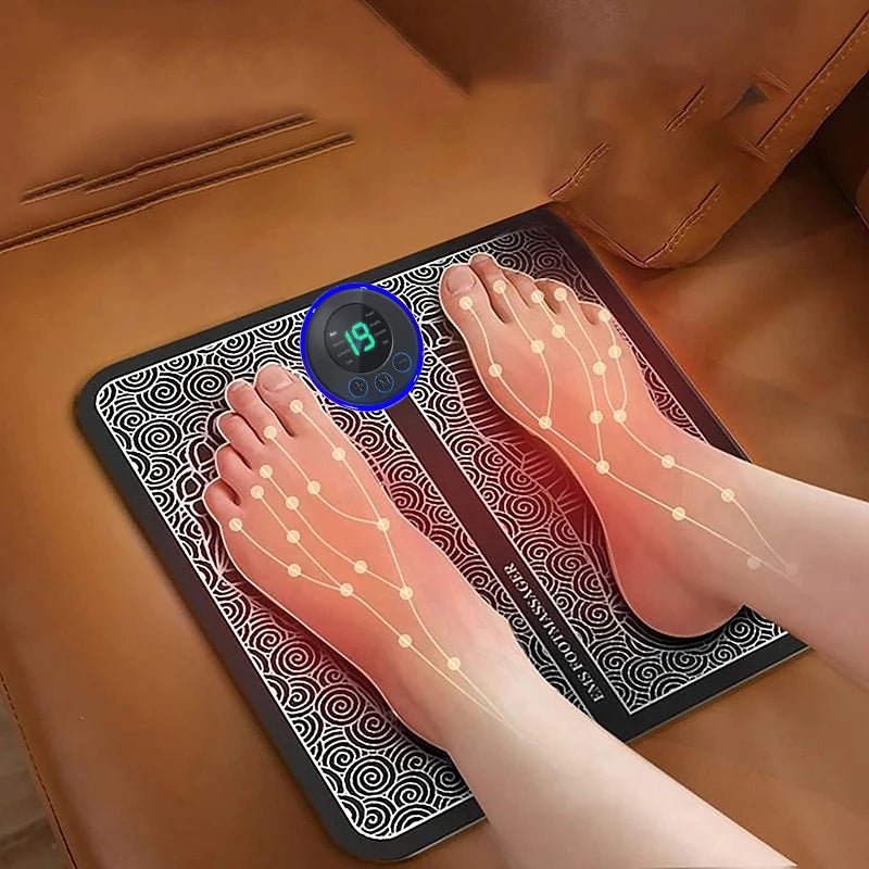 Foot Massger Sole Massage Pad Feet Muscle Stimulation 8 Modes 19 Level Relaxation USB Charging