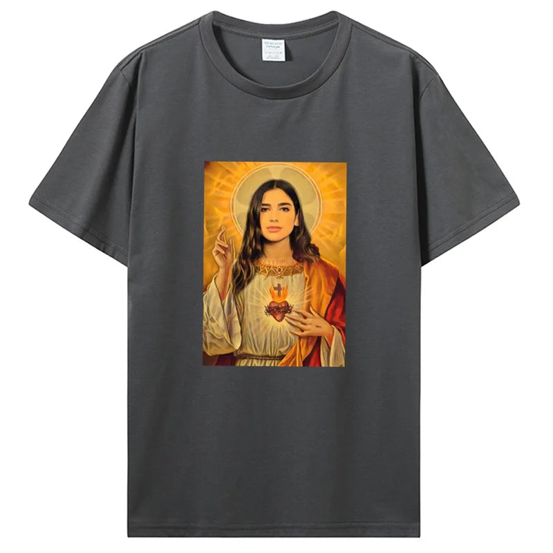 Men Cotton Graphic Tshirt Introver T-Shirt For Dua Lipa Jesus T Shirt Unisex Tops Tees Men's Clothing Streetwear