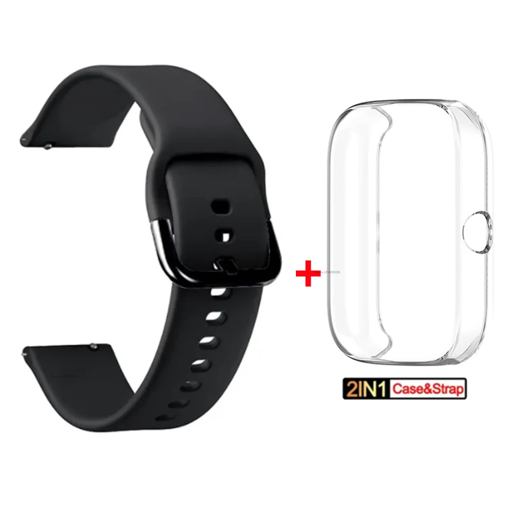 Silicone Strap + TPU Case for Amazfit Bip 3 Pro Smart watch Strap Bracelet for Huami Amazfit Bip 3 Wristband Accessories Band