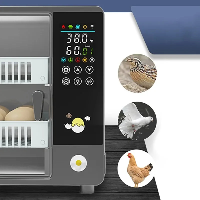 24 Egg Incubator Full Automatic Touch Temperature Control Farm Hatchery Machine Chicken Duck Quail Bird Brooder Eggs Incubator