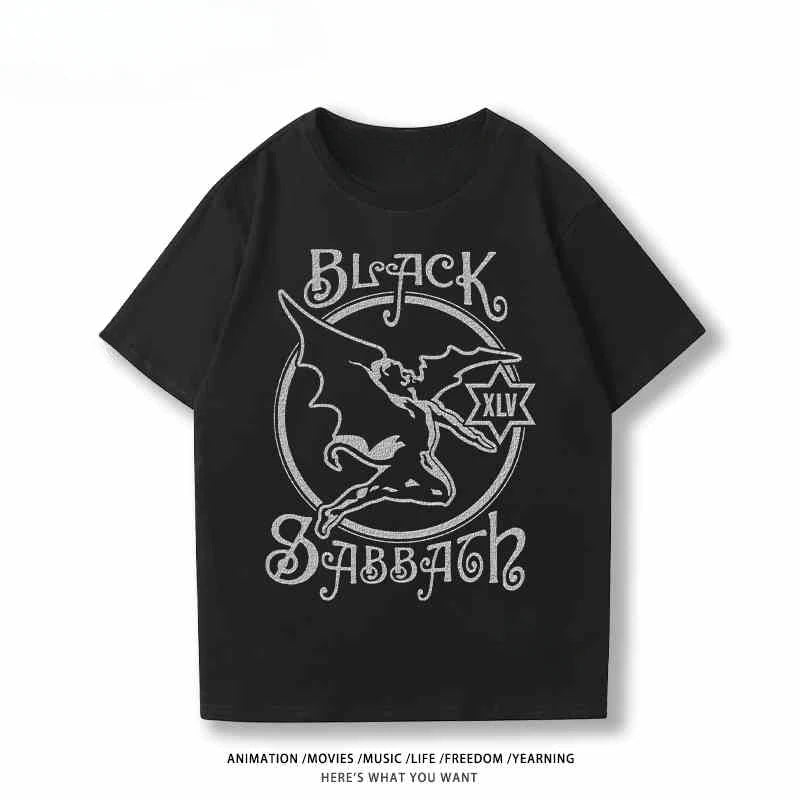 2024 New Black Sabbath Rock Band T-shirt Boys Theme Printed European and American Trend Summer Cotton Short Sleeve