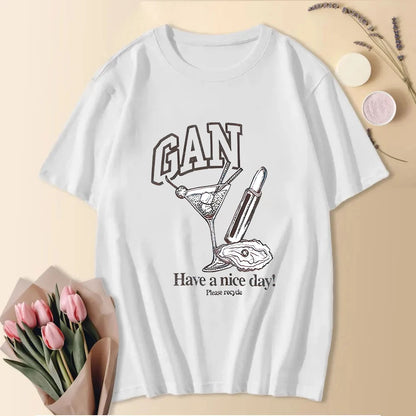 2024 Cute Summer Fashion Short Sleeve Cooton T-Shirts Letter Printed Tees Women Cresw Neck Tops Funny Animals Shirt Rabbit Shirt
