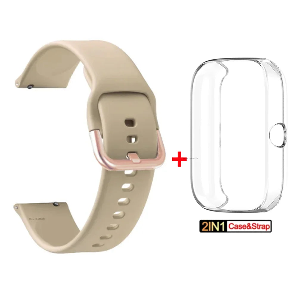 Silicone Strap + TPU Case for Amazfit Bip 3 Pro Smart watch Strap Bracelet for Huami Amazfit Bip 3 Wristband Accessories Band