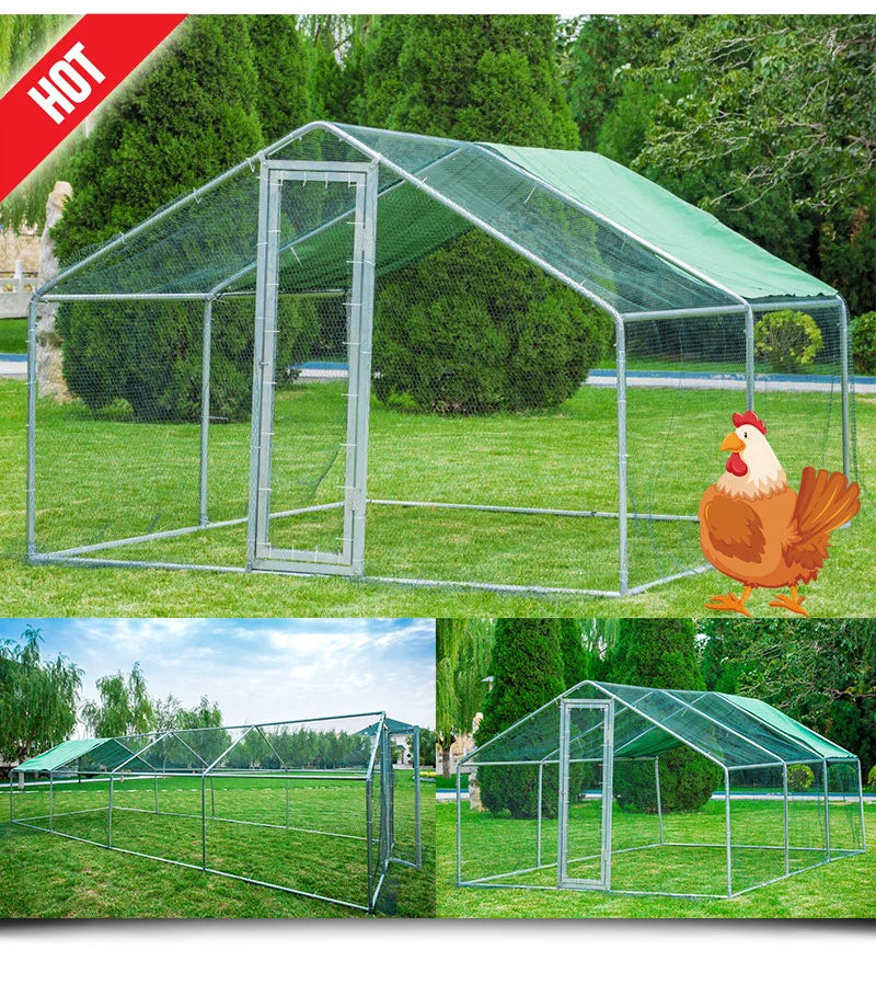 Egg Laying Large Stainless Steel Chicken Coop 8-10 Chickens Poultry Quail Rabbit Duck Cage