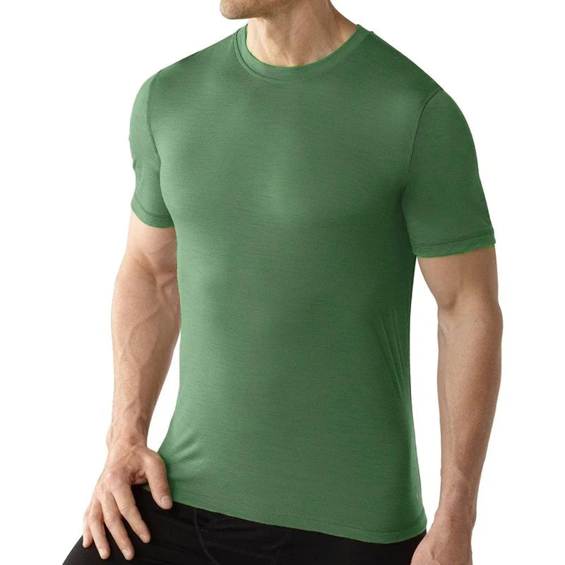 100% Merino Wool T shirt Men Base Layer Merino Shirt Wicking Breathable Quick Dry Anti-Odor No-itch Big USA Size